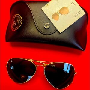 Ray-Ban Gold and Brown Aviator Glasses